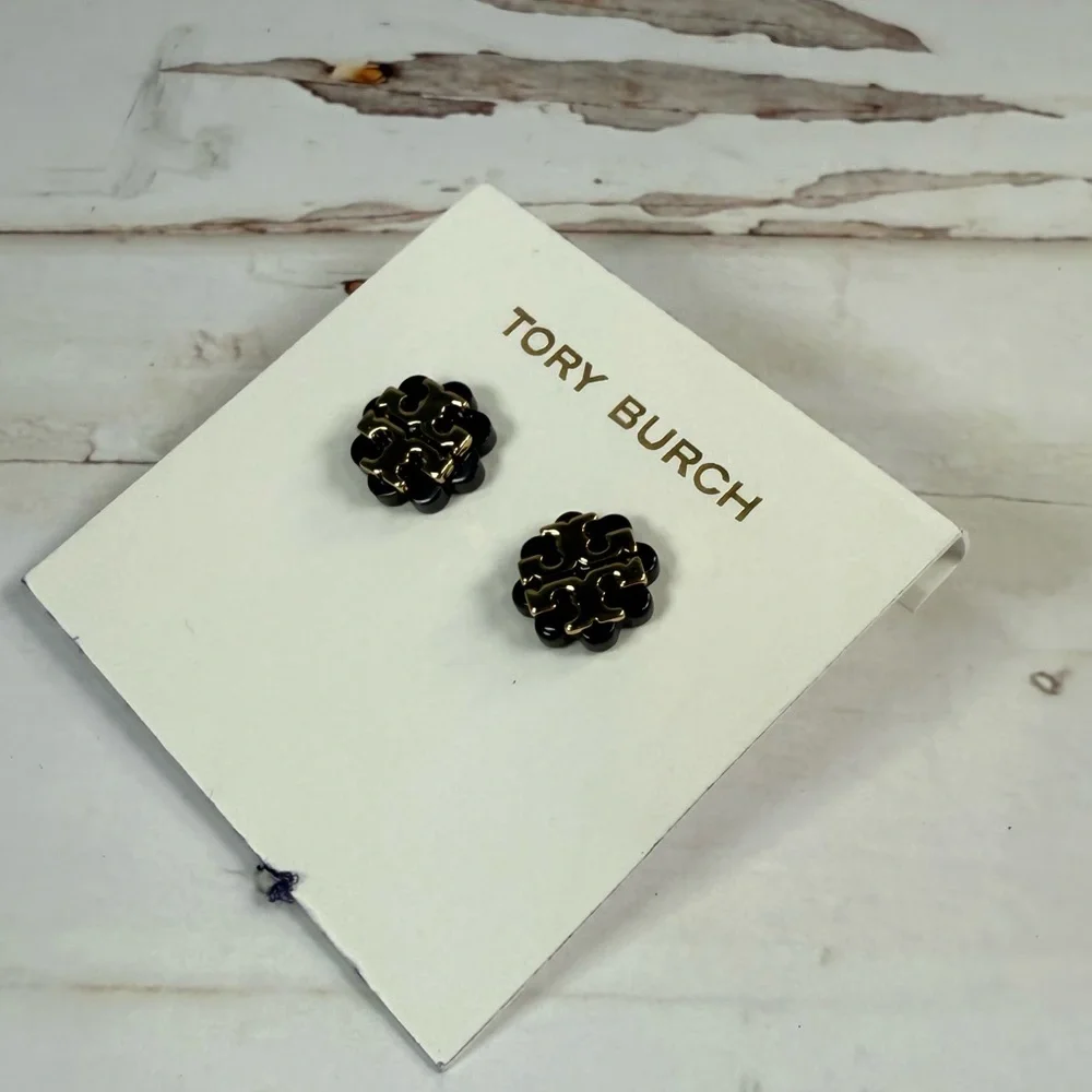 NWT Tory Burch Logo Flower Resin Stud Earring